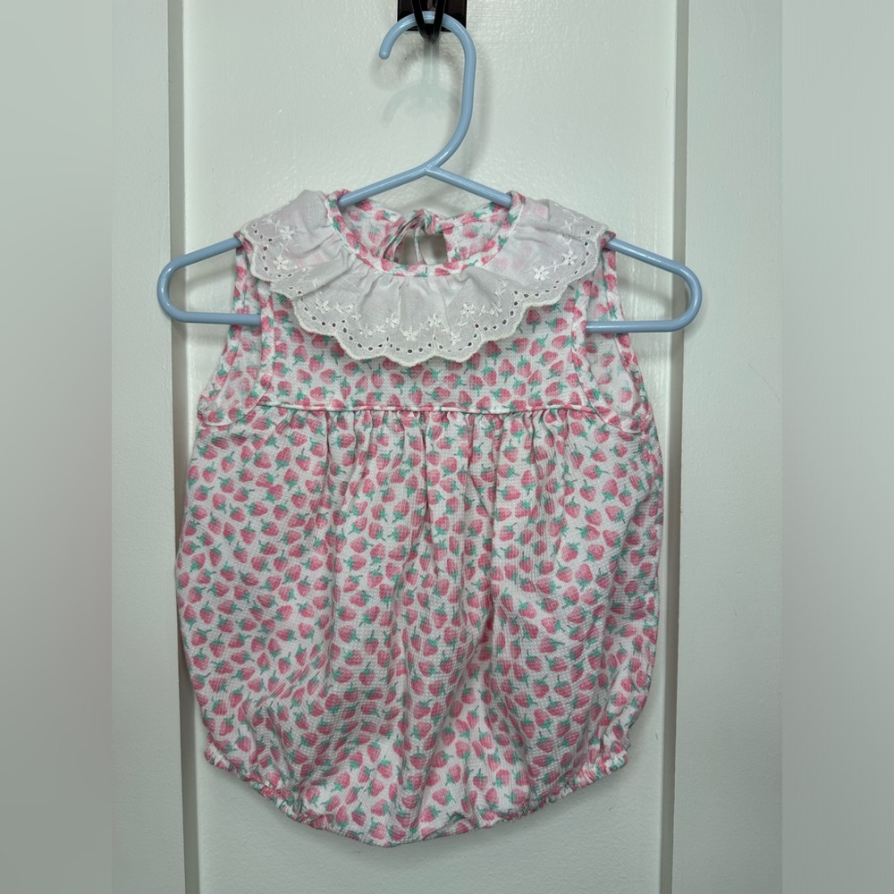 Vintage Toddle Tyke Waffle Knit Strawberry Bubble Romper Size 3months - 0247